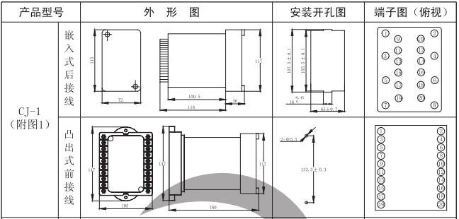 XJBZ-226B繼電器外形尺寸和開孔尺寸