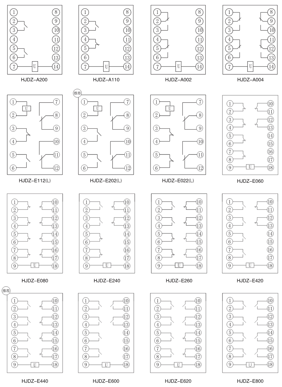 HJDZ-A004中間繼電器內(nèi)部接線圖