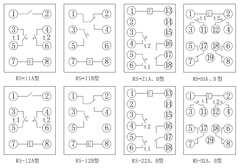 RS系列時(shí)間繼電器內(nèi)部接線圖