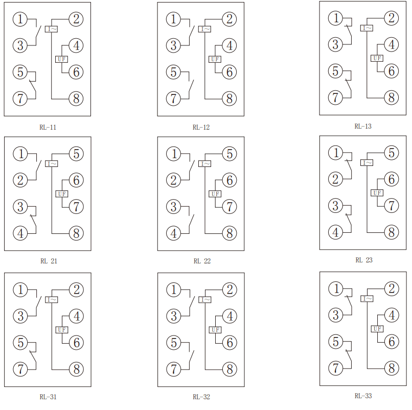 RL系列電流繼電器內(nèi)部接線圖