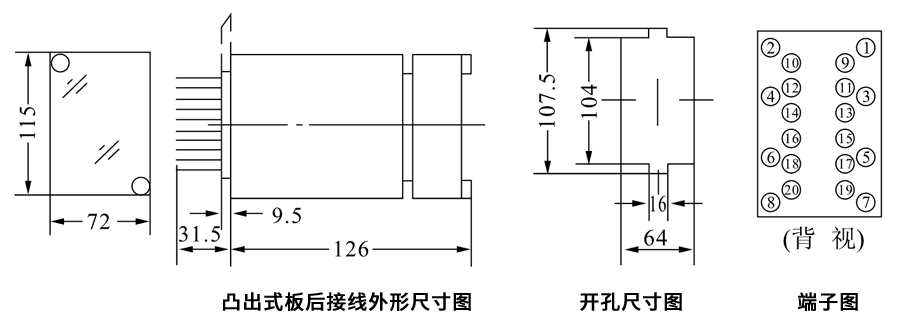 JZL-060凸出式板后接線安裝尺寸圖