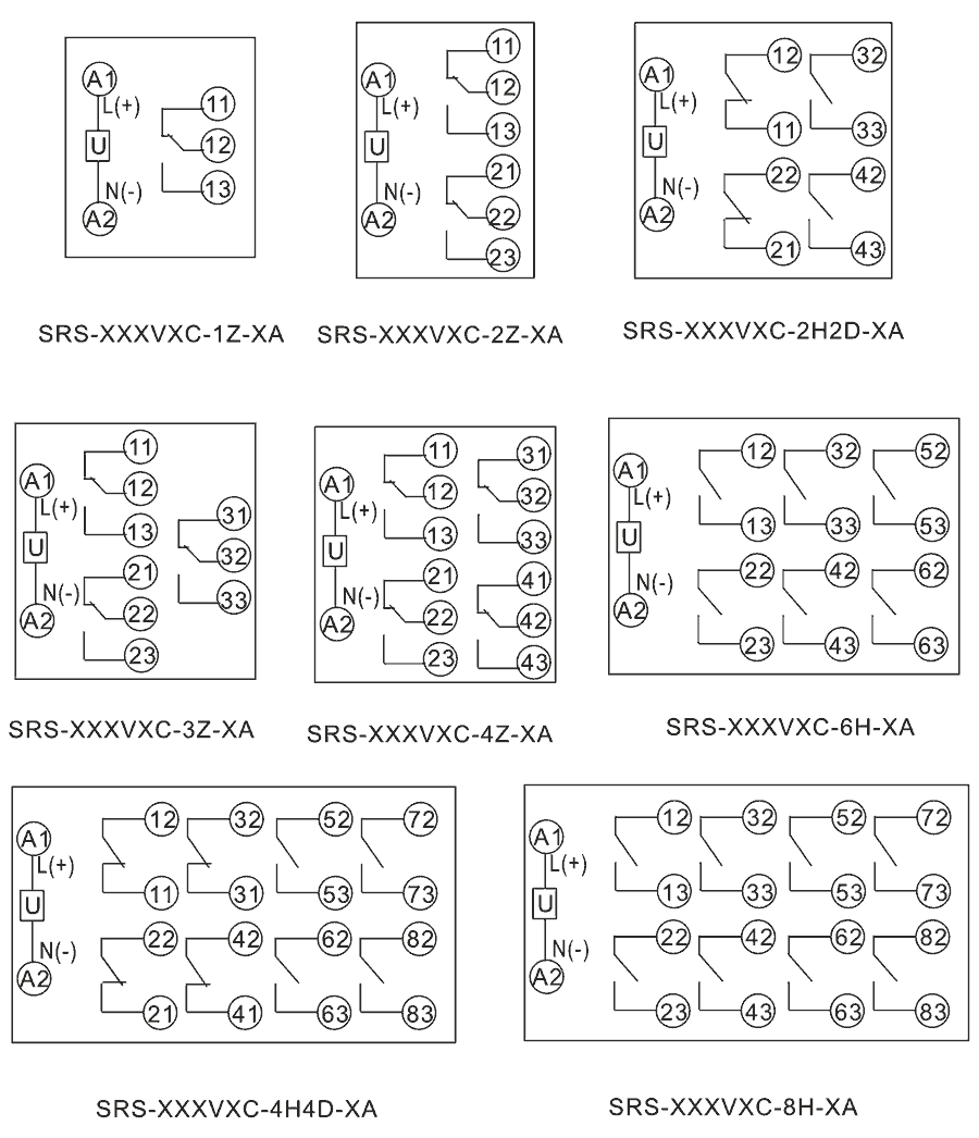 SRS-110VDC-4Z-16A內(nèi)部接線圖