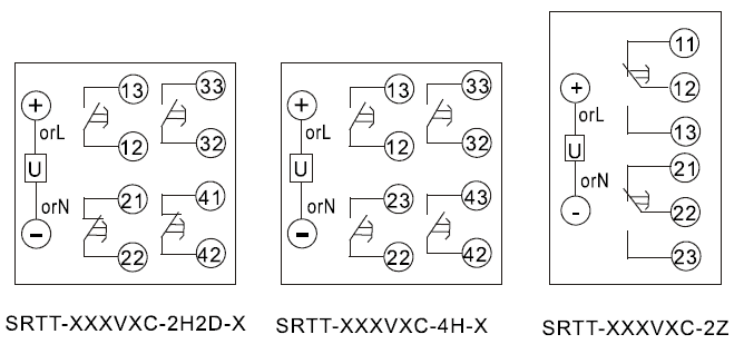 SRTT-110VAC-2H2D-A內(nèi)部接線圖