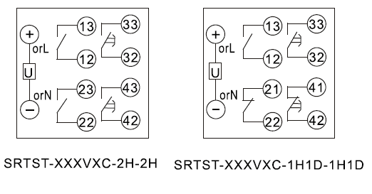 SRTST-220VDC-2H-2H-D內(nèi)部接線圖