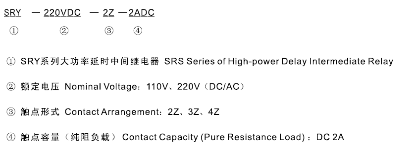 SRY-110VAC-2Z-2ADC型號(hào)及其含義