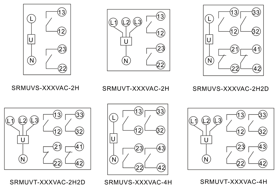 SRMUVS-110VAC-2H2D內(nèi)部接線圖