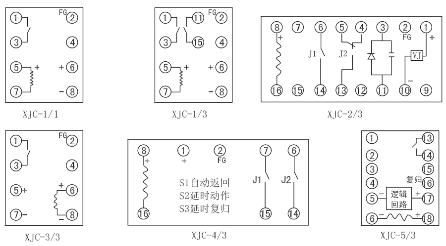 XJC-2/3內(nèi)部接線圖