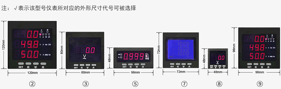 電力儀表殼體外形代號(hào)對應(yīng)圖